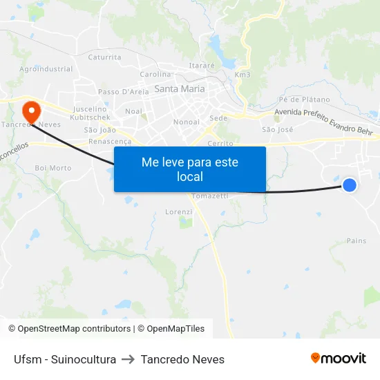 Ufsm - Suinocultura to Tancredo Neves map