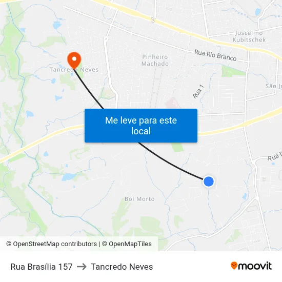 Rua Brasília 157 to Tancredo Neves map
