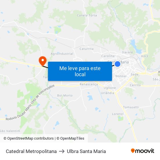 Catedral Metropolitana to Ulbra Santa Maria map