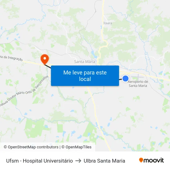 Ufsm - Hospital Universitário to Ulbra Santa Maria map