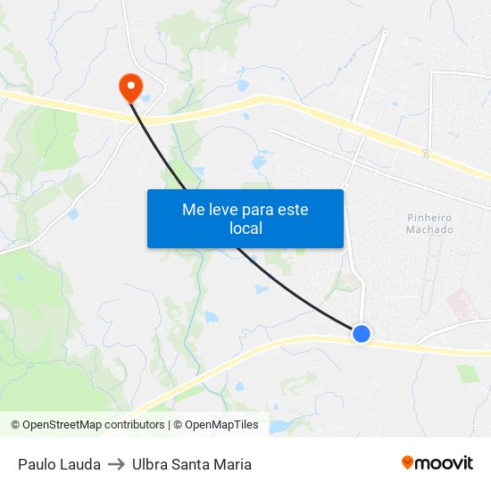 Paulo Lauda to Ulbra Santa Maria map