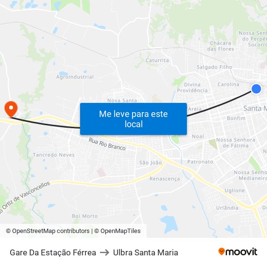 Gare Da Estação Férrea to Ulbra Santa Maria map