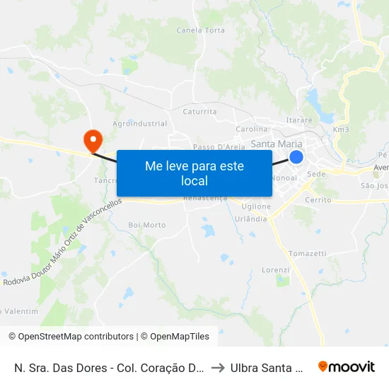 N. Sra. Das Dores - Col. Coração De Maria to Ulbra Santa Maria map