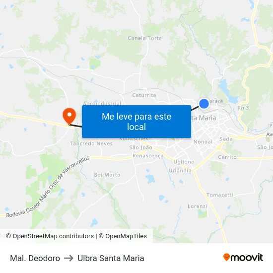 Mal. Deodoro to Ulbra Santa Maria map