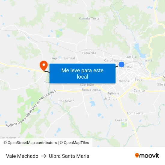 Vale Machado to Ulbra Santa Maria map