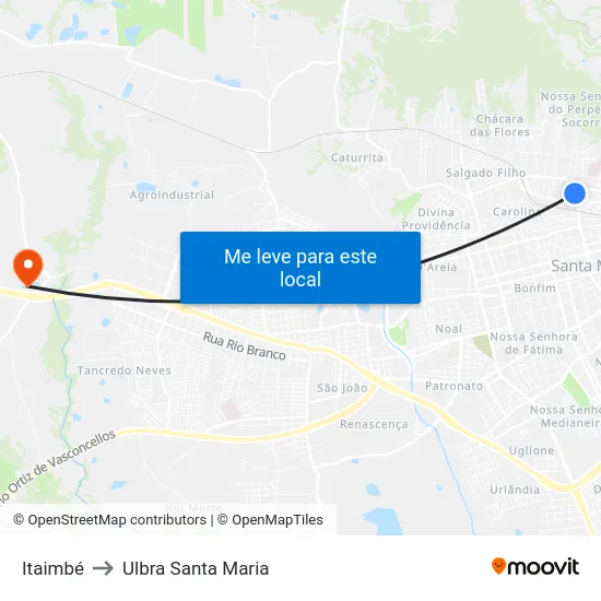 Itaimbé to Ulbra Santa Maria map