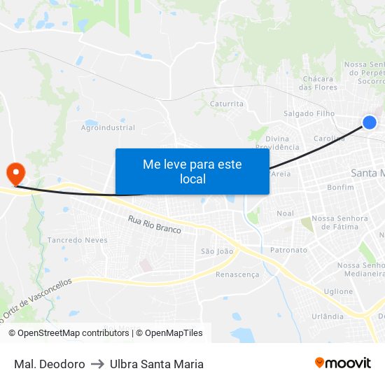 Mal. Deodoro to Ulbra Santa Maria map