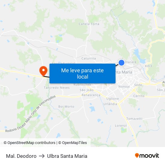 Mal. Deodoro to Ulbra Santa Maria map