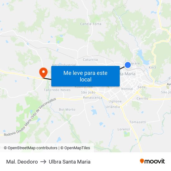 Mal. Deodoro to Ulbra Santa Maria map