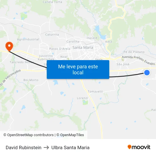 David Rubinstein to Ulbra Santa Maria map