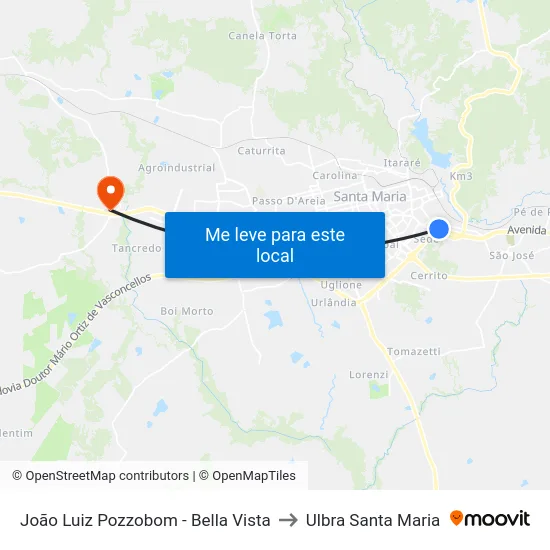 João Luiz Pozzobom - Bella Vista to Ulbra Santa Maria map