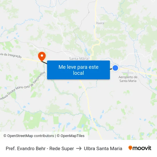 Pref. Evandro Behr - Rede Super to Ulbra Santa Maria map