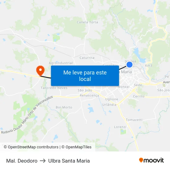 Mal. Deodoro to Ulbra Santa Maria map