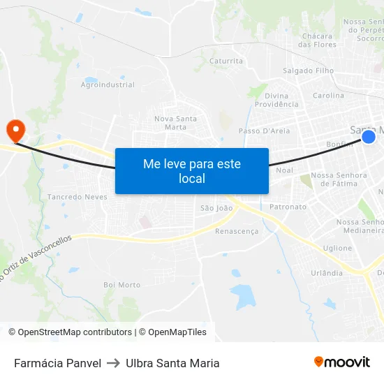 Farmácia Panvel to Ulbra Santa Maria map