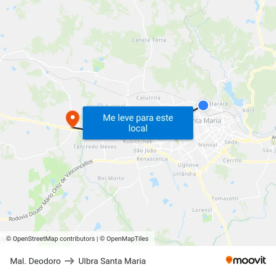 Mal. Deodoro to Ulbra Santa Maria map