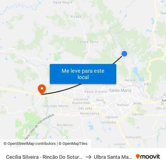 Cecília Silveira - Rincão Do Soturno to Ulbra Santa Maria map