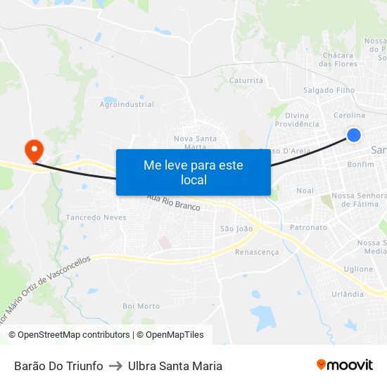 Barão Do Triunfo to Ulbra Santa Maria map