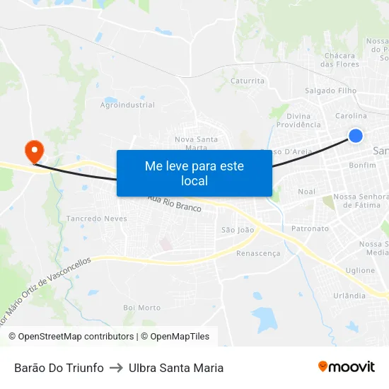 Barão Do Triunfo to Ulbra Santa Maria map