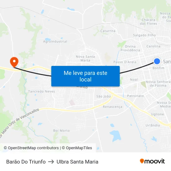 Barão Do Triunfo to Ulbra Santa Maria map