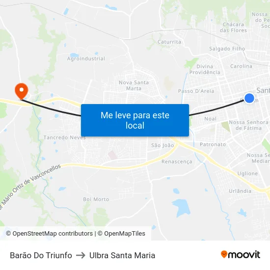 Barão Do Triunfo to Ulbra Santa Maria map