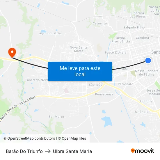 Barão Do Triunfo to Ulbra Santa Maria map