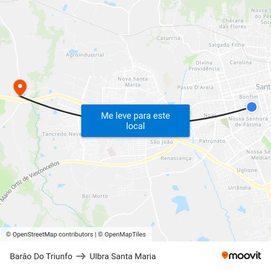 Barão Do Triunfo to Ulbra Santa Maria map