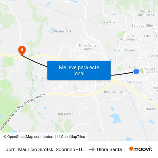 Jorn. Maurício Sirotski Sobrinho - Upa Patronato to Ulbra Santa Maria map