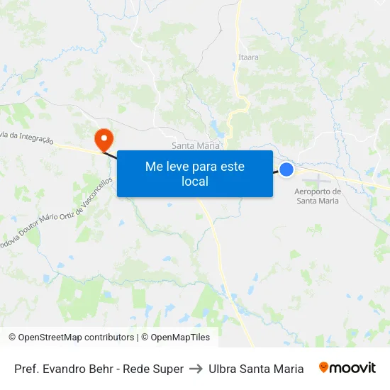 Pref. Evandro Behr - Rede Super to Ulbra Santa Maria map