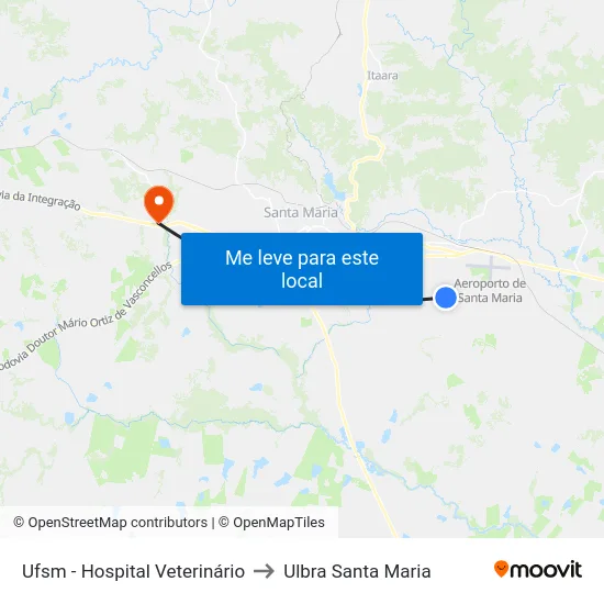 Ufsm - Hospital Veterinário to Ulbra Santa Maria map
