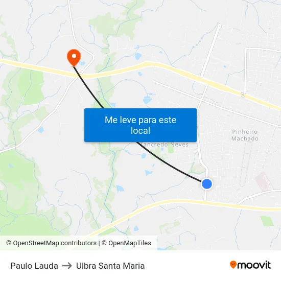Paulo Lauda to Ulbra Santa Maria map