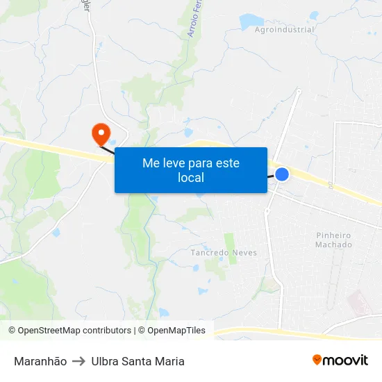 Maranhão to Ulbra Santa Maria map