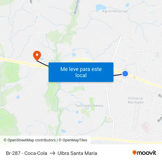 Br-287 - Coca-Cola to Ulbra Santa Maria map
