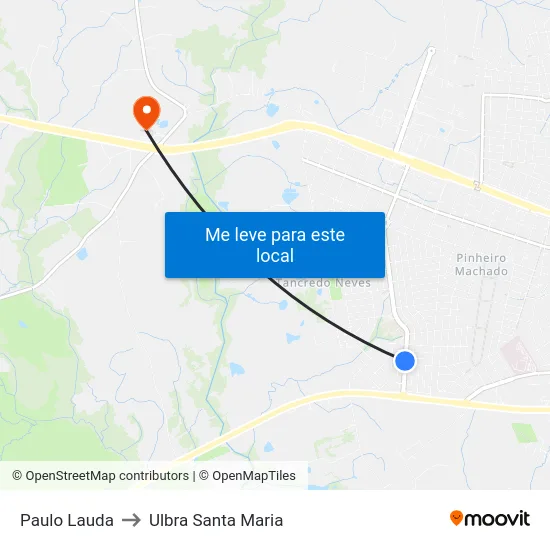 Paulo Lauda to Ulbra Santa Maria map