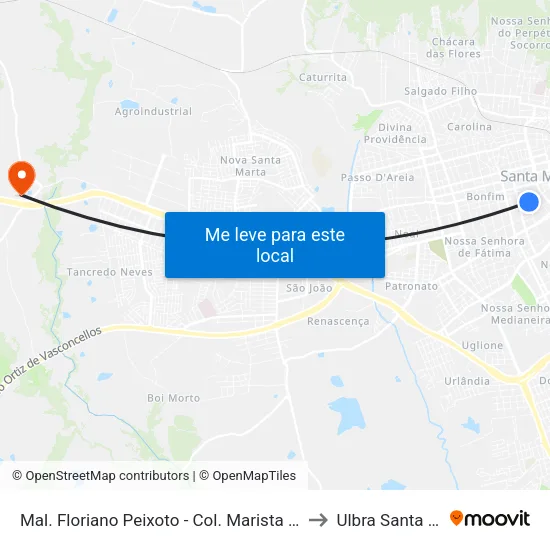 Mal. Floriano Peixoto - Col. Marista Santa Maria to Ulbra Santa Maria map