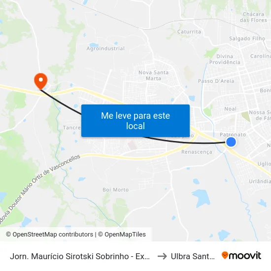 Jorn. Maurício Sirotski Sobrinho - Expresso Medianeira to Ulbra Santa Maria map