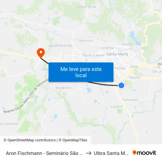 Aron Fischmann - Seminário São José to Ulbra Santa Maria map