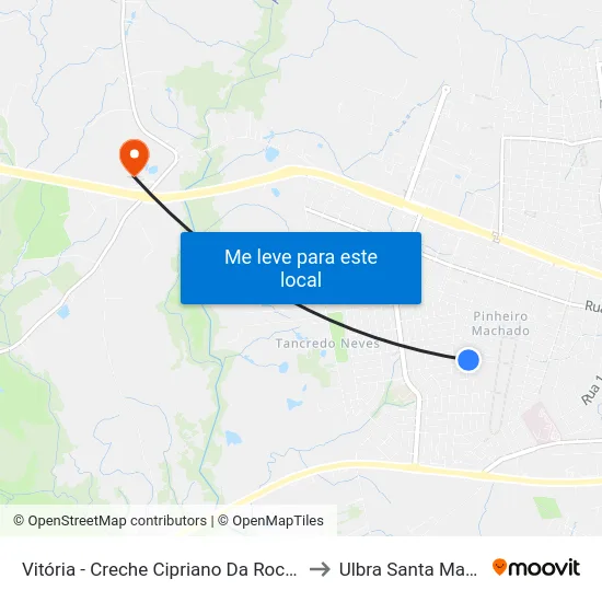 Vitória - Creche Cipriano Da Rocha to Ulbra Santa Maria map