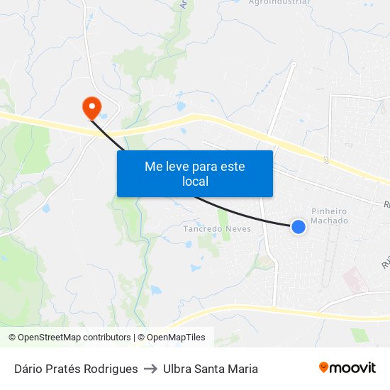 Dário Pratés Rodrigues to Ulbra Santa Maria map