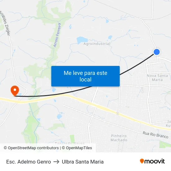 Esc. Adelmo Genro to Ulbra Santa Maria map
