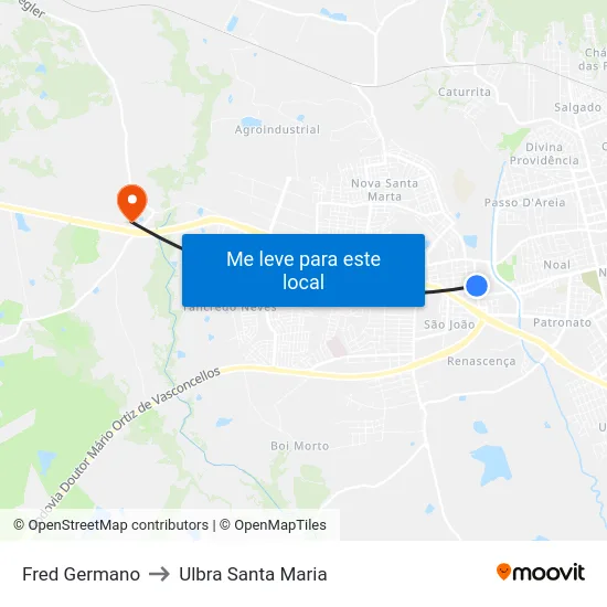 Fred Germano to Ulbra Santa Maria map