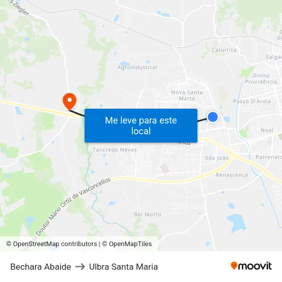 Bechara Abaide to Ulbra Santa Maria map