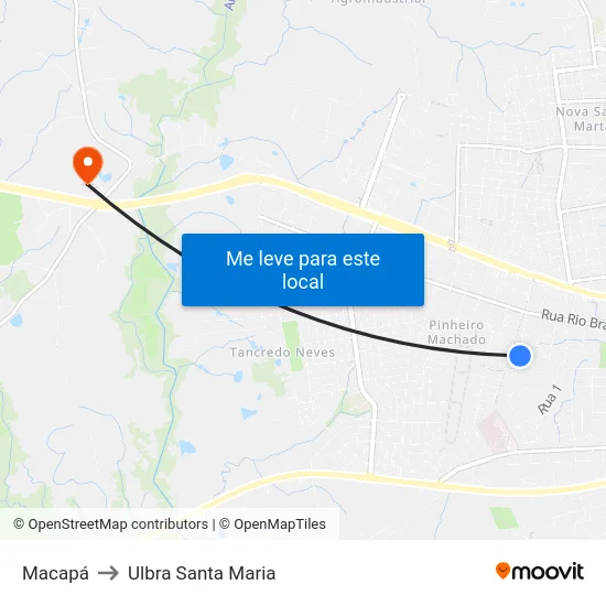 Macapá to Ulbra Santa Maria map