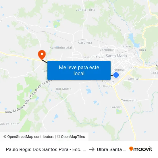 Paulo Régis Dos Santos Pêra - Esc. Ir. José Otão to Ulbra Santa Maria map