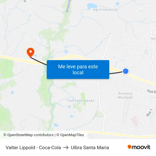 Valter Lippold - Coca-Cola to Ulbra Santa Maria map