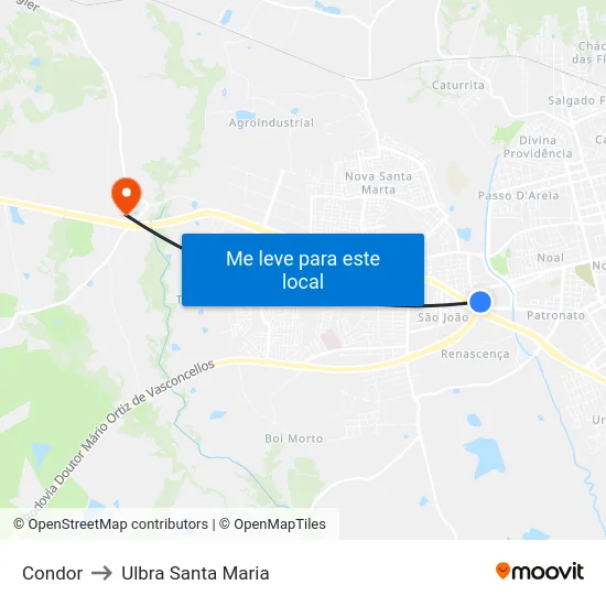 Condor to Ulbra Santa Maria map