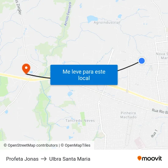 Profeta Jonas to Ulbra Santa Maria map