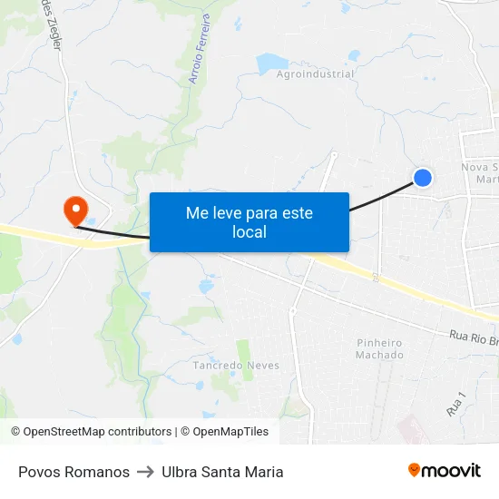 Povos Romanos to Ulbra Santa Maria map