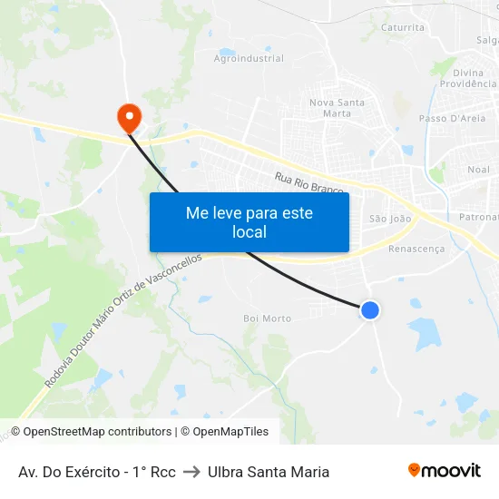 Av. Do Exército - 1° Rcc to Ulbra Santa Maria map