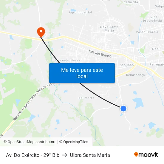 Av. Do Exército - 29° Bib to Ulbra Santa Maria map