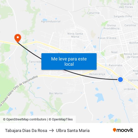 Tabajara Dias Da Rosa to Ulbra Santa Maria map